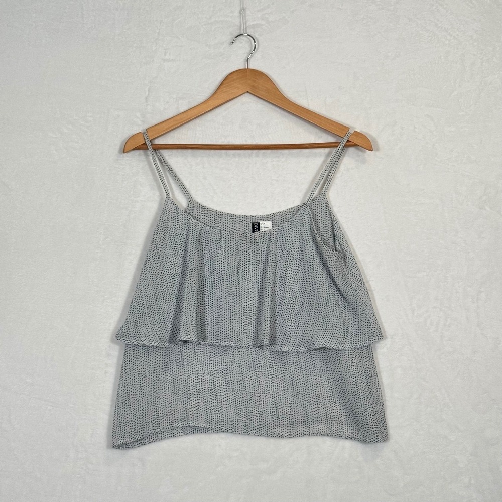 H&M Divided White Polka Dot Tiered Ruffle Camisole Top Size 6